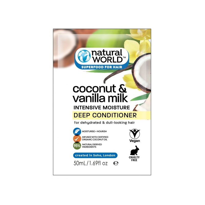 Natural World Coconut and Vanilla Milk Intensive Moisture Deep Conditioner 50ml
