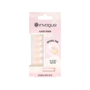 Invogue Pink French Coffin Nails - Pack of 24