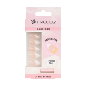 Invogue Pink French Oval Nails - Pack of 24