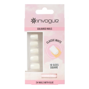 Invogue Classic White Square Nails - Pack of 24