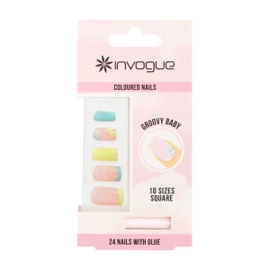 Invogue Groovy Baby Square Nails - Pack of 24