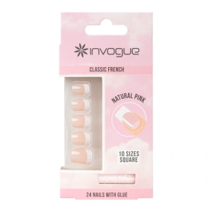 Invogue Pink French Square Nails - Pack of 24