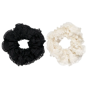 Brushworks Lace Scrunchies - Black & White (2 Pack)