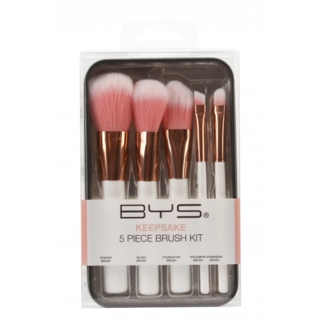 BYS Makeup Brushes in Keepsake White with Rose Gold 5 pc