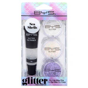 BYS Glitter näole ja kehale SEA SHELLS 3 tk