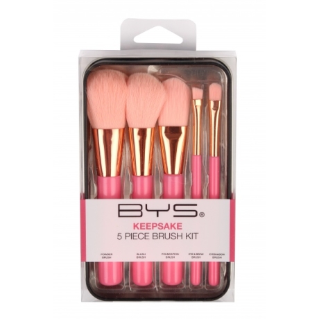 BYS Makeup Brushes in Keepsake Tin Peach 5 pc	