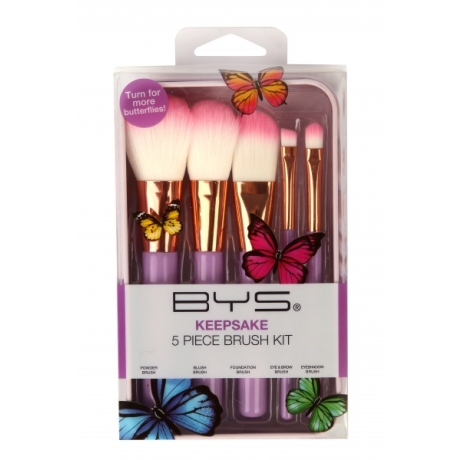 BYS Makeup Brushes In Keepsake Butterfly Tin Lilac 5 pc