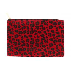 BYS Cosmetic Bag Leopard Red/Black Zip Pull