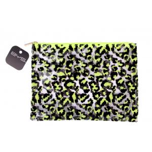 BYS GONE WILD Косметичка Leopard Print Clear Neon Lime/Black