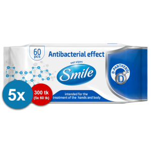 Smile antibakteerinen desinfiointipyyhe käsien desinfiointiin 60kpl/5pkt