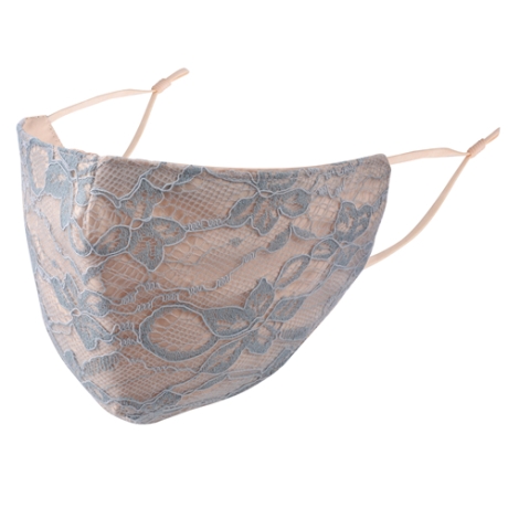 BYS Face Mask 3 Layer Lace Pale Blue with Nude