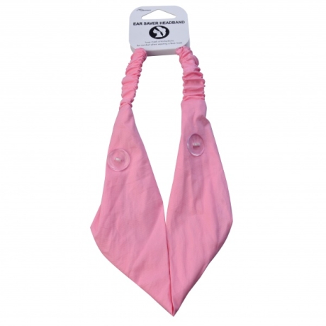 BYS Headband Ear Saver With Buttons Pink