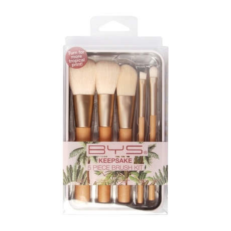 BYS Makeup Brushes In Keepsake Tin Natural Vintage Palm 5pc