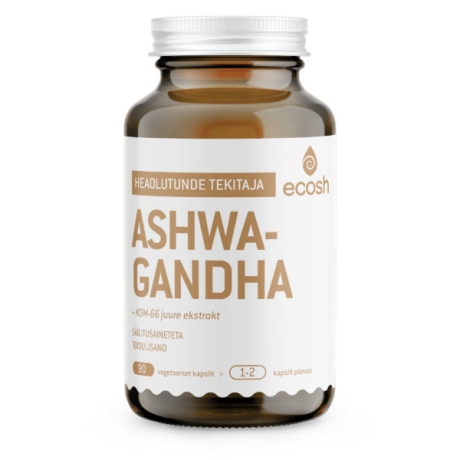 Ecosh Ashwagandha KSM-66 juure ekstrakt 90 kapslit