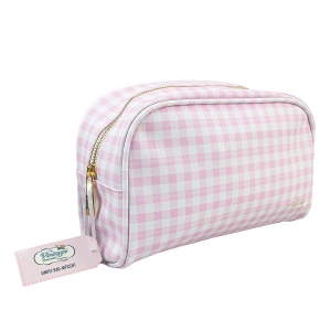 The Vintage Cosmetic Company Make-up Bag Large Oval Pink Gingham