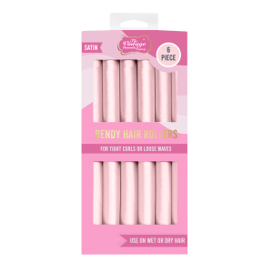 The Vintage Cosmetic Company Satin Bendy Hair Rollers Pink 6pc