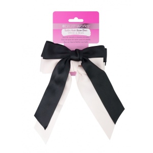 Brushworks Satin Hair Bow Duo Black and White