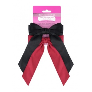 Brushworks Satin Hair Bow Duo Red and Black