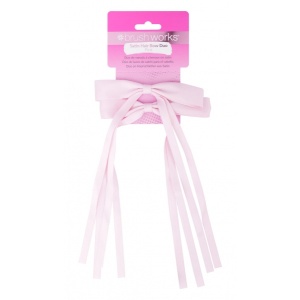 Brushworks Satin Hair Bow Duo Pink