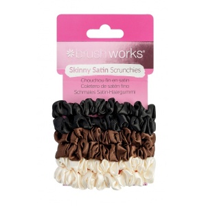 Brushworks Skinny Satin Scrunchies 6 Pack