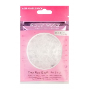 Brushworks Clear Flexi Elastic Hair Bands 100 Pieces