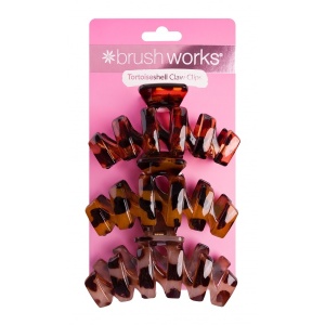 Brushworks Tortoiseshell Claw Clips 3 Pack