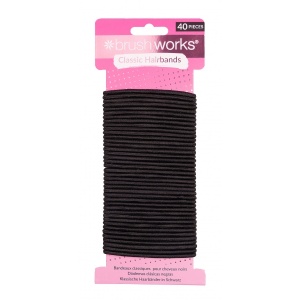 Brushworks Classic Black Hairbands 40 Pack 