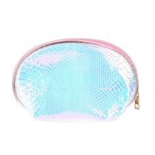 BYS Cosmetic Bag Shell Shape Snakeskin Ab Pink