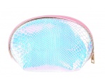 BYS Cosmetic Bag Shell Shape Snakeskin Ab Pink