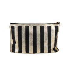 BYS Cosmetic Bag Vertical Stripe Black Gold