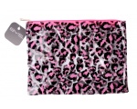 BYS GONE WILD Cosmetic Bag Leopard Print Clear Neon Pink/Black 