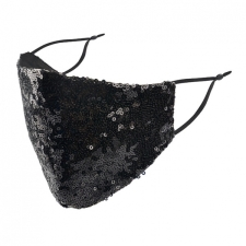 BYS Face Mask 2 Layer Fashion Black Sequins