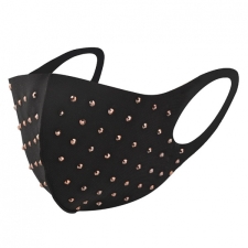 BYS Face Mask Single Layer Fashion Black with Rose Gold Stones