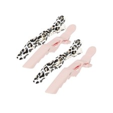 The Vintage Cosmetic Company 4 Piece Sectioning Clips Leopard Print Pink