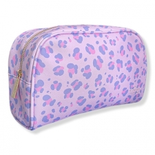 The Vintage Cosmetic Company Make-up Bag Large Oval Lilac Leopard 23,5x15x11cm